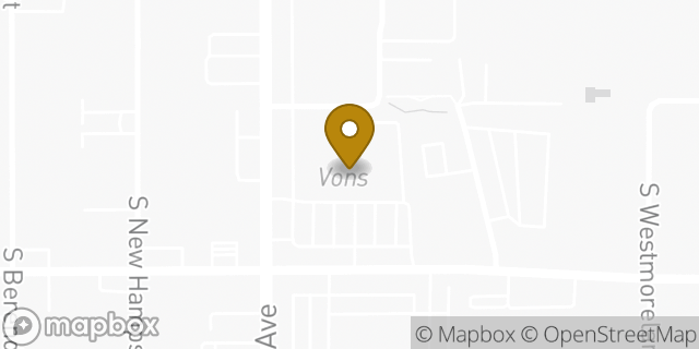 Map showing the location of Vons in Los Angeles, CA 90020
