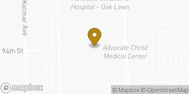 Map showing the location of Walgreens Pharmacy at Advocate Christ Medical Center in Oak Lawn, IL 60453