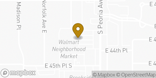 Map showing the location of Walmart Connection Center in Tulsa, OK 74105
