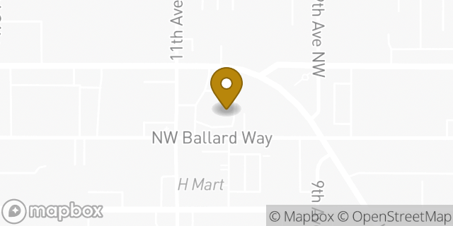 Map showing the location of Starbucks in Seattle, WA 98107