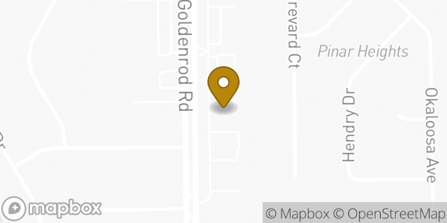 Map showing the location of AutoZone in Orlando, FL 32822