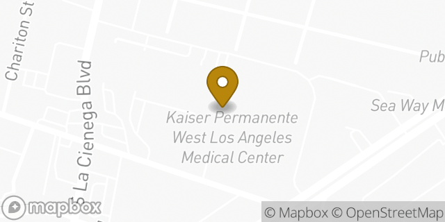 Map showing the location of Kaiser Cadillac in Los Angeles, CA 90034