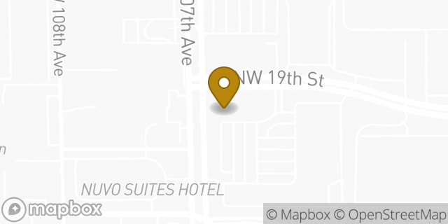 Map showing the location of Starbucks in Doral, FL 33172