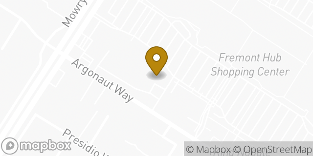 Map showing the location of Starbucks in Fremont, CA 94538