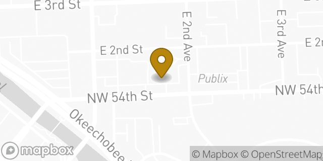 Map showing the location of Bank Of America in Hialeah, FL 33010