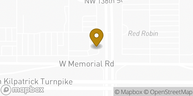 Map showing the location of Bank Of America in Oklahoma City, OK 73134