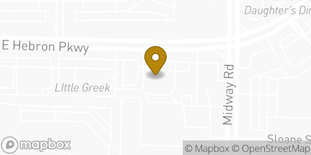 Map showing the location of Buffalo Wild Wings in Carrollton, TX 75010