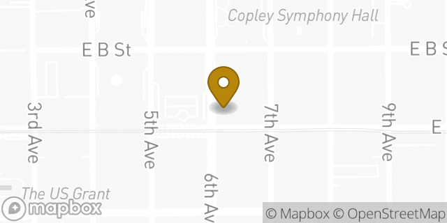Map showing the location of Subway in San Diego, CA 92101