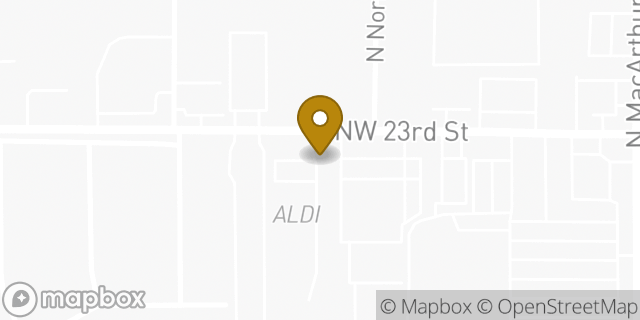Map showing the location of Aldi in Oklahoma City, OK 73127