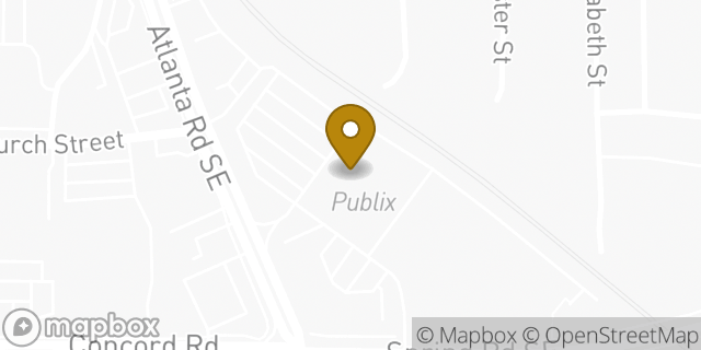 Map showing the location of Publix in Smyrna, GA 30080