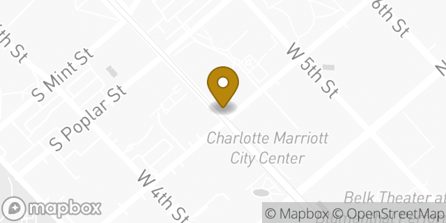 Map showing the location of Starbucks in Charlotte, NC 28202
