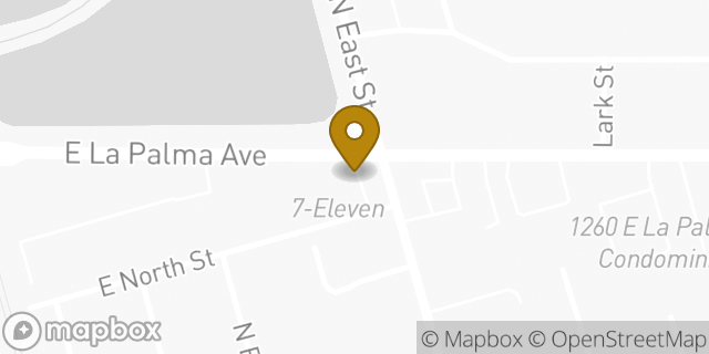 Map showing the location of 7-Eleven in Anaheim, CA 92805