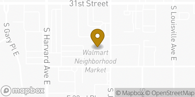 Map showing the location of Walmart Neighborhood Market in Tulsa, OK 74135