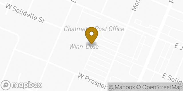Map showing the location of Aldi in Chalmette, LA 70043