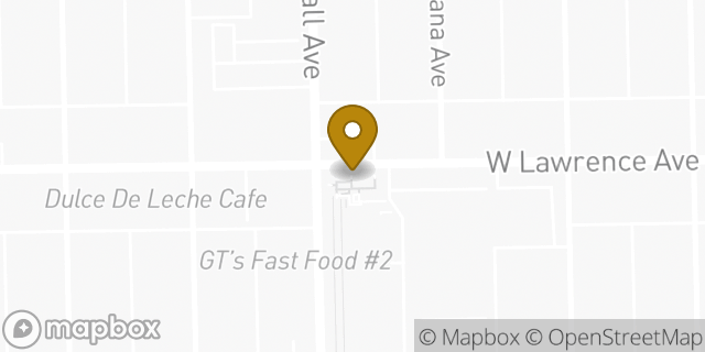 Map showing the location of Dunkin' in Chicago, IL 60625