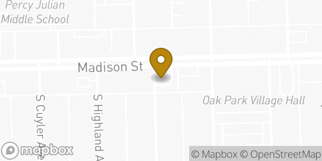 Map showing the location of Dunkin' in Oak Park, IL 60302