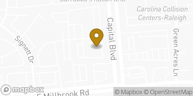 Map showing the location of Olive Garden Italian Restaurant in Raleigh, NC 27616