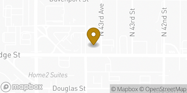 Map showing the location of Bank of America Financial Center & Drive-Thru ATM | Dodge St and Saddlecreek Rd in Omaha, NE 68131