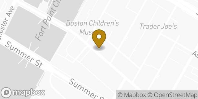 Map showing the location of Dunkin' in Boston, MA 02210