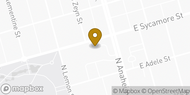 Map showing the location of AutoZone in Anaheim, CA 92805