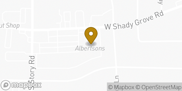 Map showing the location of Albertsons in Irving, TX 75060