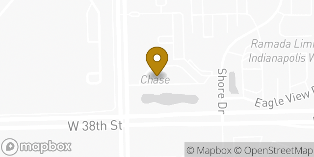 Map showing the location of Chase Bank in Indianapolis, IN 46254