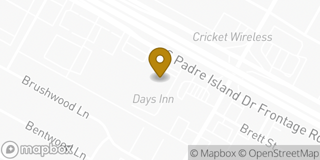 Map showing the location of Days Inn and Suites by Wyndham Corpus Christi Central in Corpus Christi, TX 78415