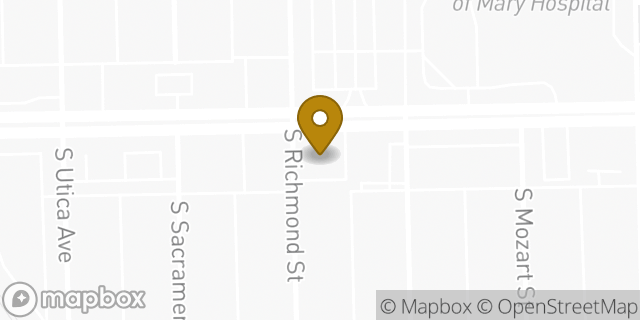 Map showing the location of AutoZone in Evergreen Park, IL 60805