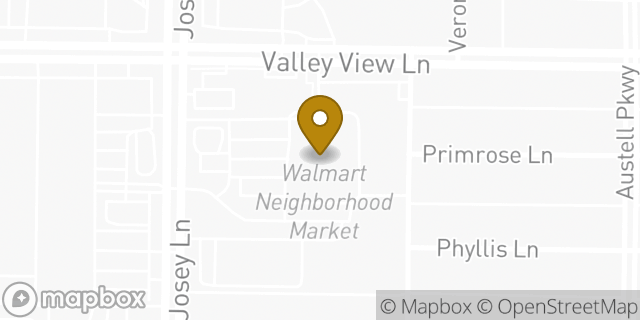 Map showing the location of Walmart Neighborhood Market in Farmers Branch, TX 75234