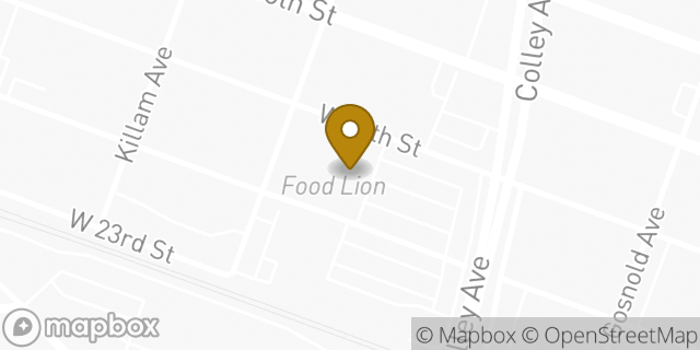 Map showing the location of Food Lion in Norfolk, VA 23517