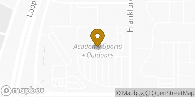 Map showing the location of Academy Sports + Outdoors in Lubbock, TX 79407