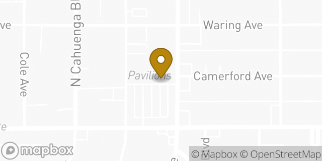 Map showing the location of Starbucks in Los Angeles, CA 90038