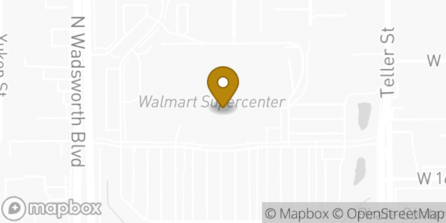 Map showing the location of Walmart in Lakewood, CO 80214