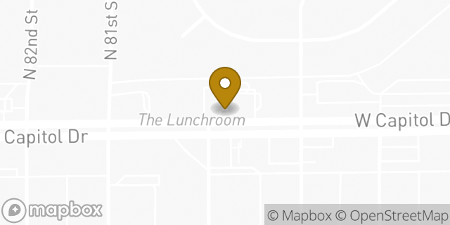 Map showing the location of Dunkin' in Milwaukee, WI 53222