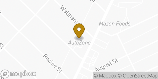 Map showing the location of AutoZone in Detroit, MI 48205