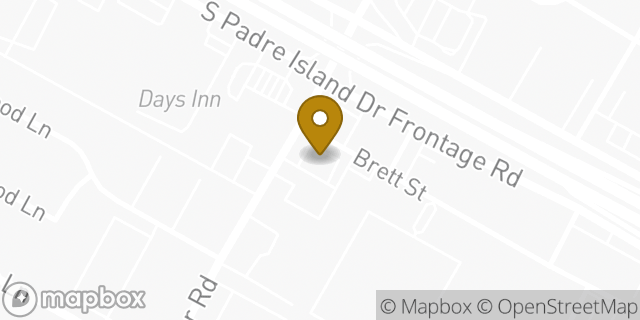 Map showing the location of Weber & S Padre Island Dr in Corpus Christi, TX 78411