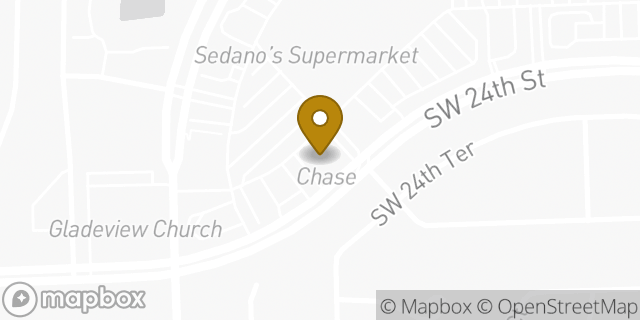 Map showing the location of Chase Bank in Miami, FL 33175