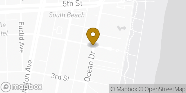 Map showing the location of Dunkin Donuts in Miami Beach, FL 33139