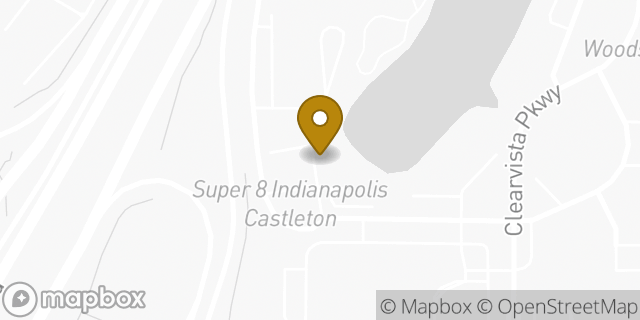 Map showing the location of Super 8 in Indianapolis, IN 46256
