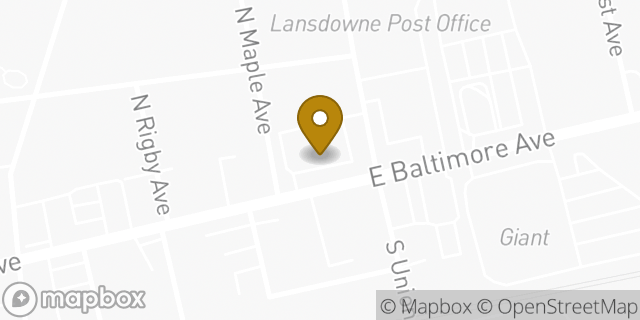 Map showing the location of CVS Pharmacy in Lansdowne, PA 19050