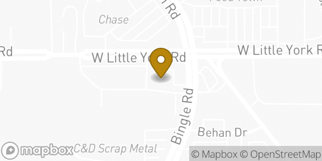 Map showing the location of AutoZone in Houston, TX 77092