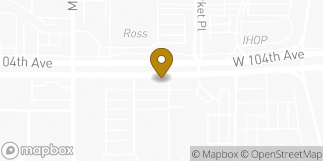 Map showing the location of 104th Ave in Northglenn, CO 80234