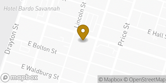 Map showing the location of Starbucks in Savannah, GA 31401