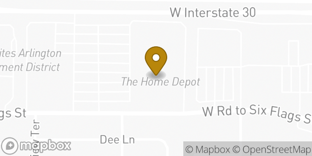 Map showing the location of The Home Depot in Arlington, TX 76011