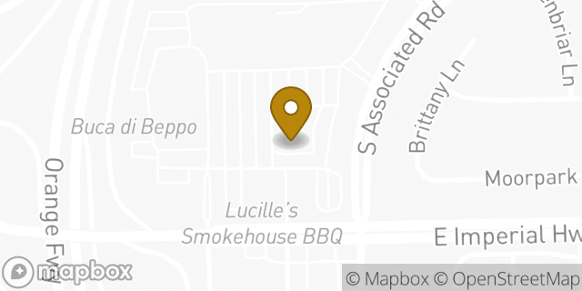 Map showing the location of Panera Bread in Brea, CA 92821