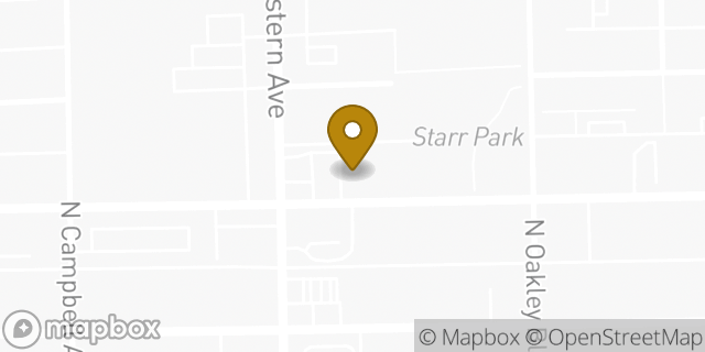 Map showing the location of Dunkin' in Chicago, IL 60612