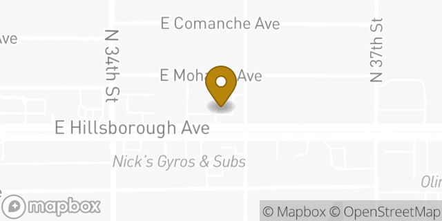 Map showing the location of Dunkin' in Tampa, FL 33610