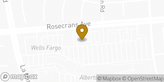 Map showing the location of Chase Bank in La Mirada, CA 90638