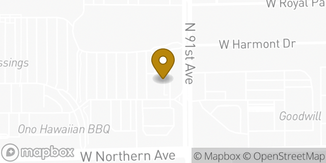 Map showing the location of AutoZone in Peoria, AZ 85345