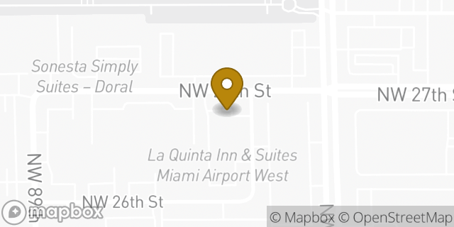 Map showing the location of La Quinta Inn and Suites Miami Airport West in Doral, FL 33172